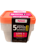 Cjto Pote Lv5 Pg4 Xplast Quadrado 900ml
