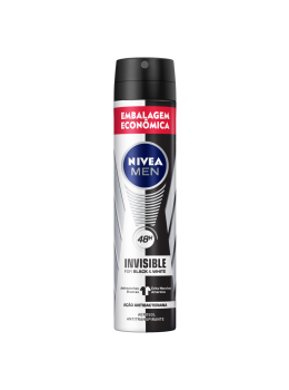 Desod Nivea Aerosol 200ml Masculino Invisible Black White